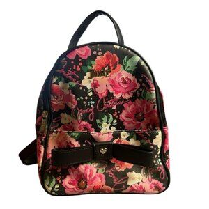 Juicy Couture Floral Front Bow Backpack Purse Black Pink